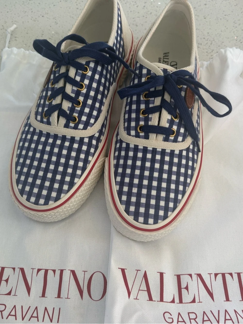 Valentino Garavani Gingham Sneakers — Size 44